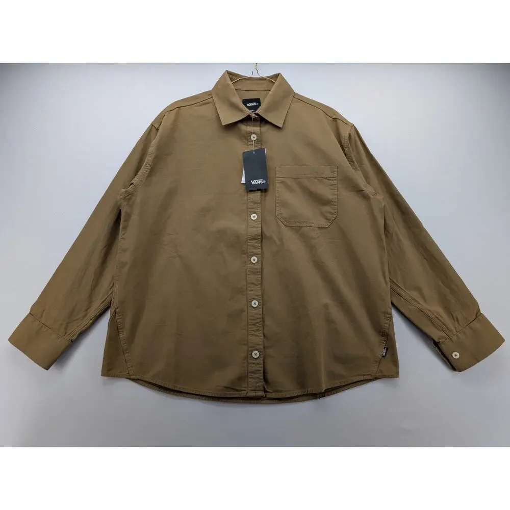 NWT Vans Women's Canvas Utility Shirt in Dachshund Brown size Small - Picture 4 of 9